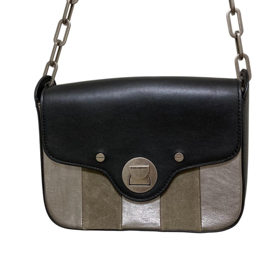 COCCINELLE（コチネレ） 良品 レザー フラップ チェーンショルダー 