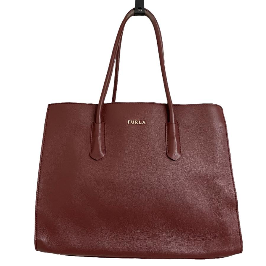 FURLA（フルラ） 良品 レザー トートバッグ ボルドー レディース 古着 
