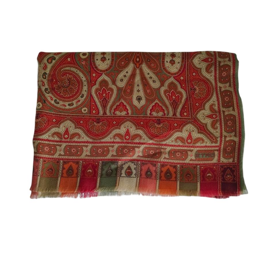 エトロETRO　イタリア製ペイズリー柄 マフラー ボルドー系　美品 エトロETRO イタリア製ペイズリー柄 マフラー ボルドー系 美品