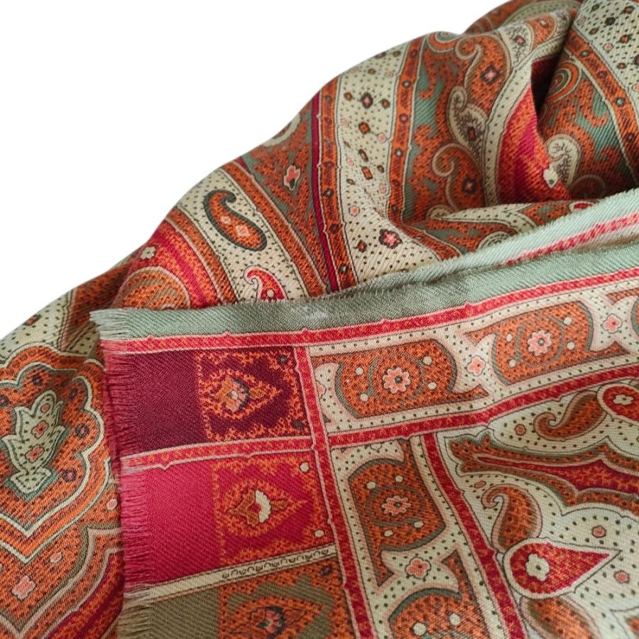 イタリア製 ETRO ペイズリー柄 大判 ストール シルク ウール パープル ETRO/エトロ_Women通販 | プリント ウール&シルク ショール