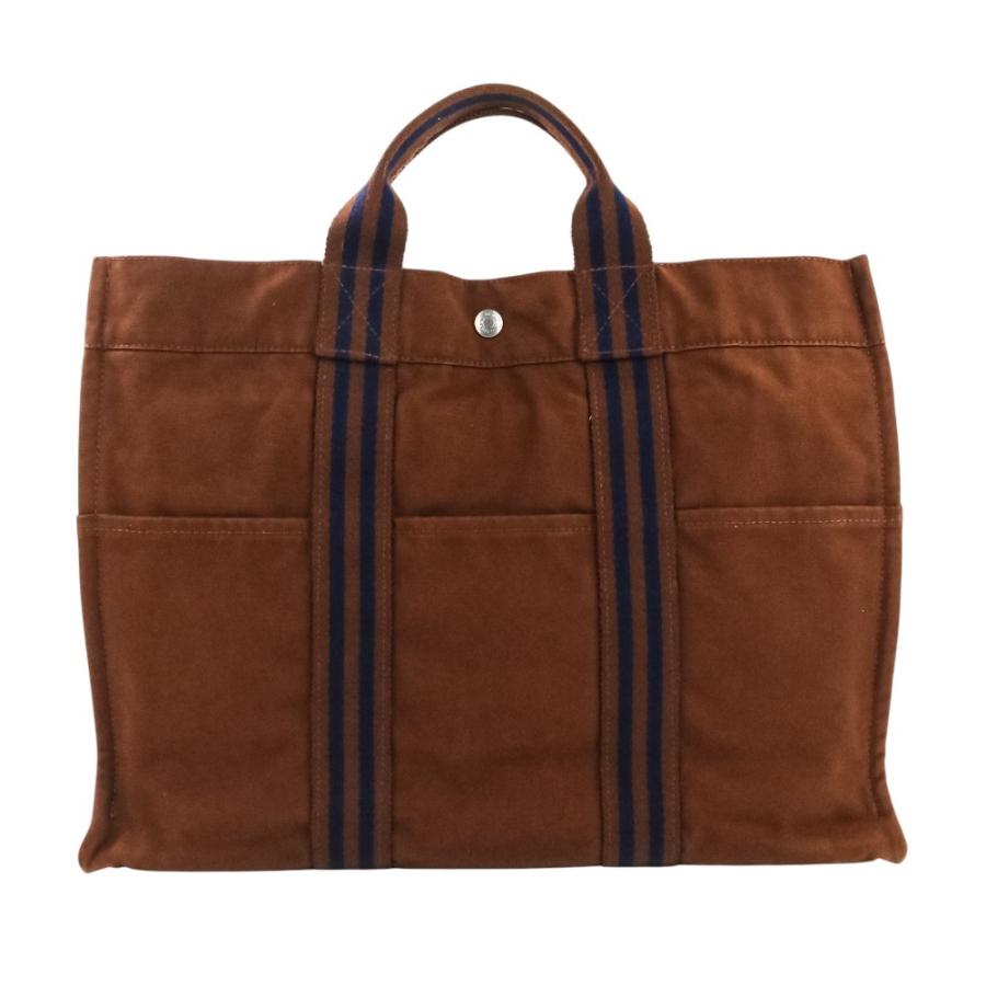 良品 HERMES エルメス フールトゥ トートMM キャンバス バッグ ブラウン レディース 古着 中古_1