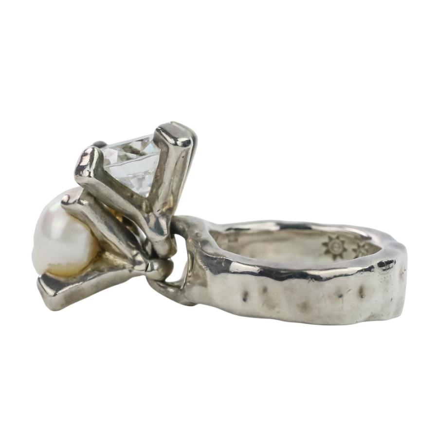 e.m.（イーエム） 良品 SILVER パール ジルコニア モチーフリング 指輪