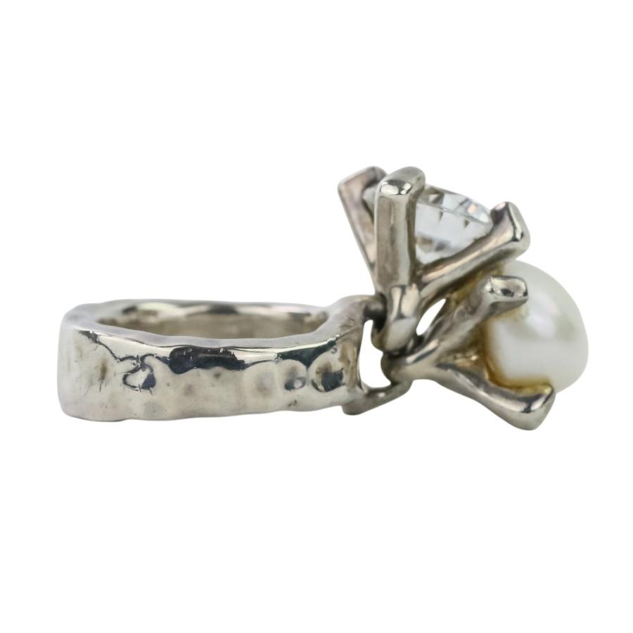 e.m.（イーエム） 良品 SILVER パール ジルコニア モチーフリング 指輪