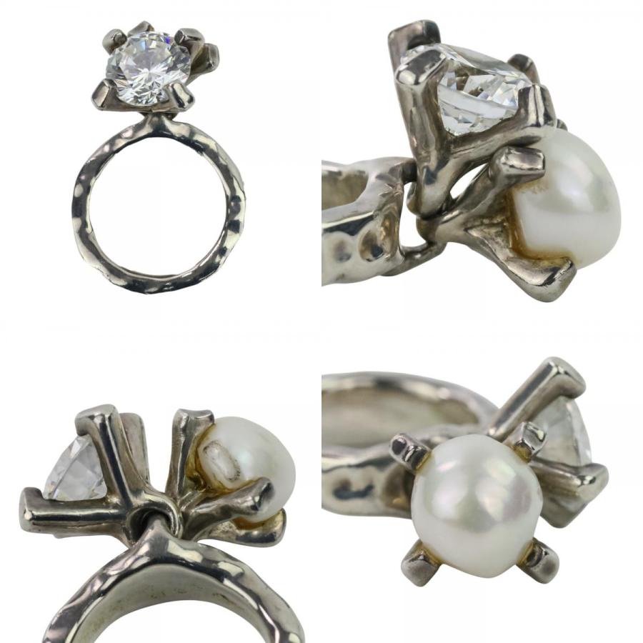 e.m.（イーエム） 良品 SILVER パール ジルコニア モチーフリング 指輪