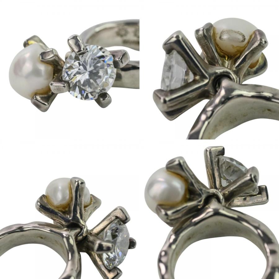 e.m.（イーエム） 良品 SILVER パール ジルコニア モチーフリング 指輪