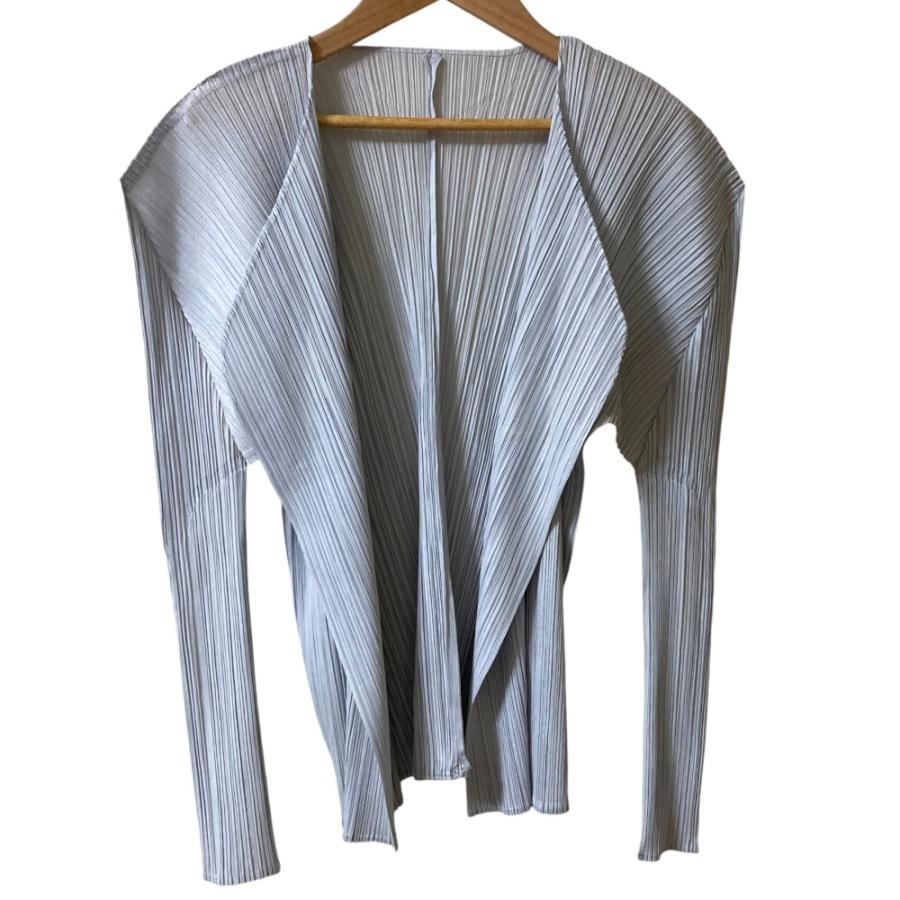 プリーツプリーズ　イッセイミヤケ カーディガンライトグレー 3 PLEATS PLEASE（プリーツ プリーズ） 良品 PLEATS PLEASE ISSEY MIYAKE