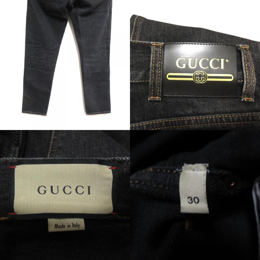 GUCCI（グッチ） 美品 ウォッシュ ロゴパッチ テーパードデニムパンツ 