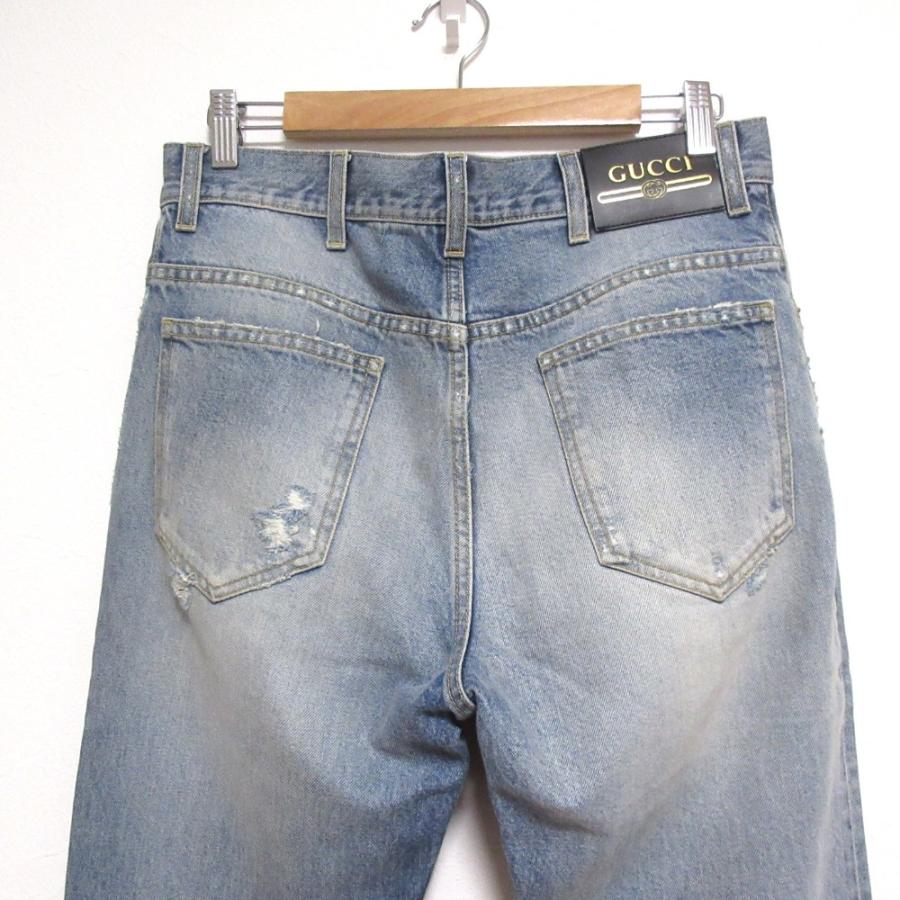 GUCCI（グッチ） 美品 ダメージ加工 ロゴパッチ デニムパンツ ジーンズ