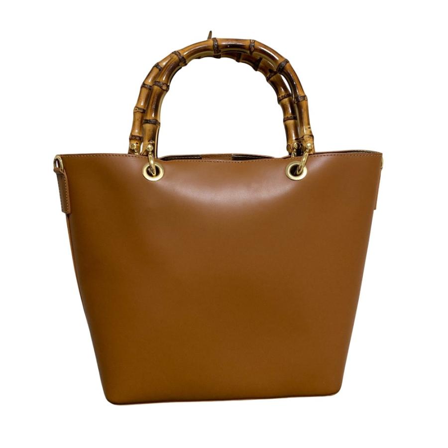 美品 BEVINI ベヴィニ バンブーハンドル レザー 2way トートバッグ