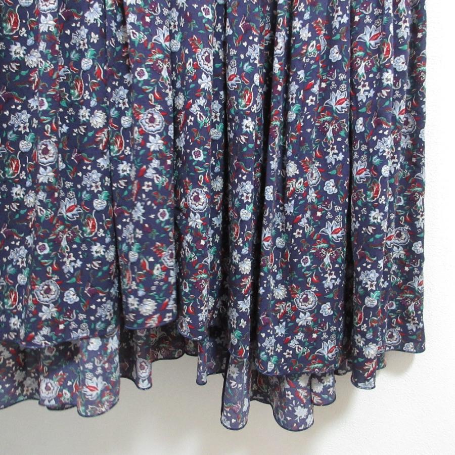 DRAWER（ドゥロワー） 美品 シルク フラワープリント ギャザーロング