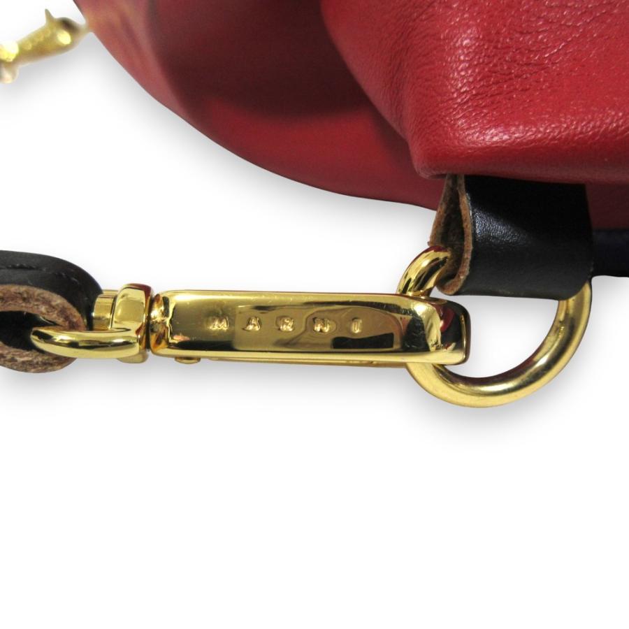 MARNI マルニ　レザー　リュック ナップサック　ハンドバッグ　黒　赤 MARNI（マルニ） 美品 レザー 巾着 バックパック ナップサック