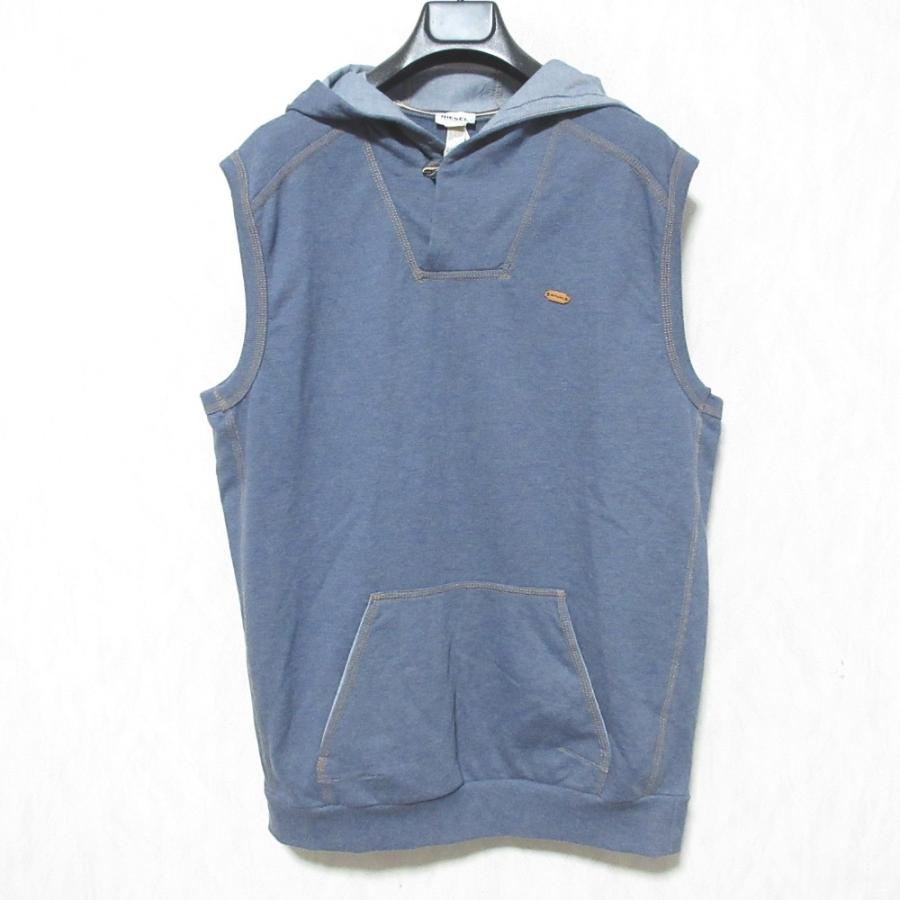 美品 DIESEL ディーゼル LOUNGEWEAR ノースリーブスウェットパーカー ベスト サイズM ネイビー レディース 古着 中古 | DIESEL