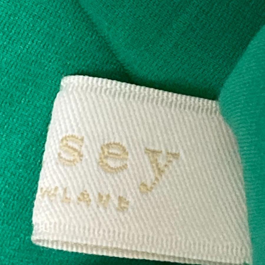美品 24AW BALLSEY ボールジー コットンシルクサテン ピンタックボウタイ 長袖 ブラウス シャツ サイズ36 グリーン レディース 古着 中古 USED Ballsey（ボールジィ） 美品 24AW BALLSEY ボールジー コットンシルク