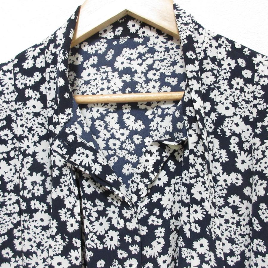 OBLI 新品同様 オブリ ボウタイリボン付 花柄 ベルテッドワンピース 