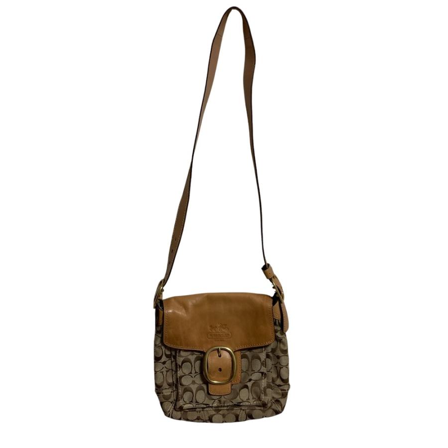 極美品 COACH ショルダーバッグレザー シグネチャー キャンバスF12392