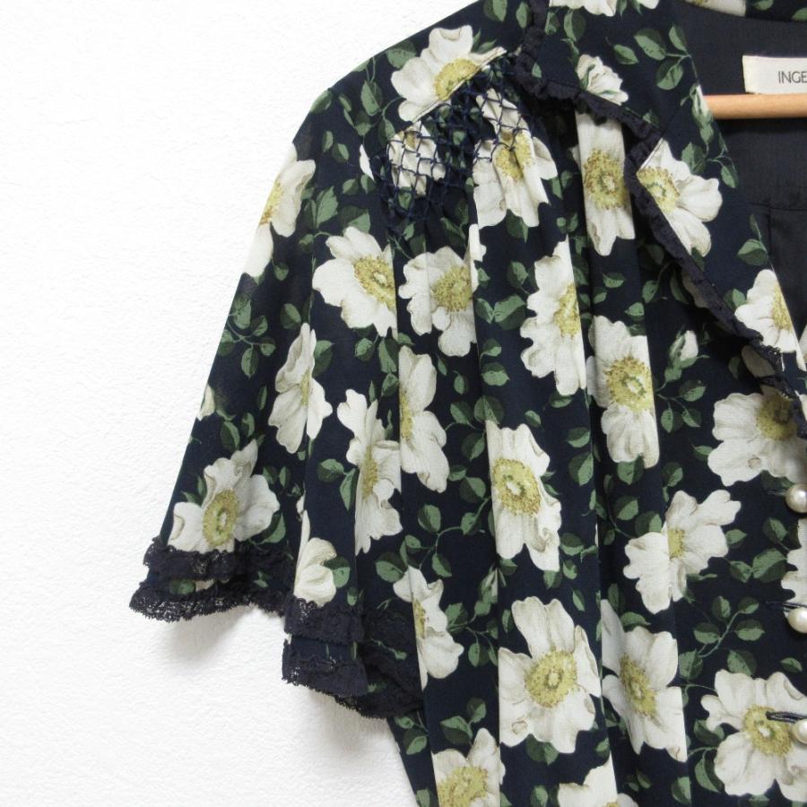 INGEBORG（インゲボルグ） 良品 フラワープリント フェイクパール 