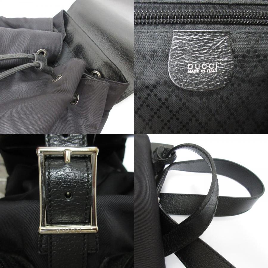 GUCCI（グッチ） ナイロン レザー リュックサック ブラック レディース