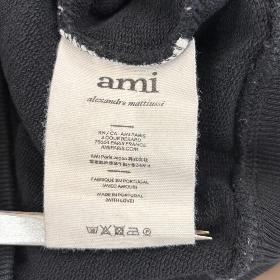 AMI PARIS アミパリ ハートロゴ刺繍 スウェットトレーナー S ブラック