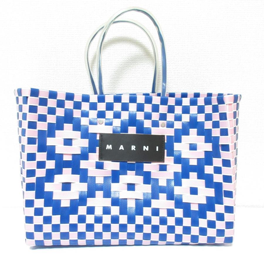 MARNI 美品 マルニ マーケット バスケットバッグ ピンク ブルー