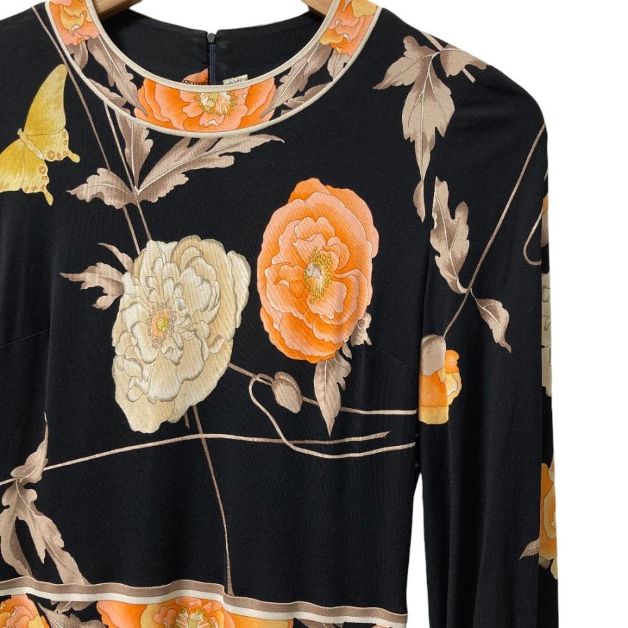 LEONARD 美品 レオナール フラワープリント ロングスリーブ ワンピース