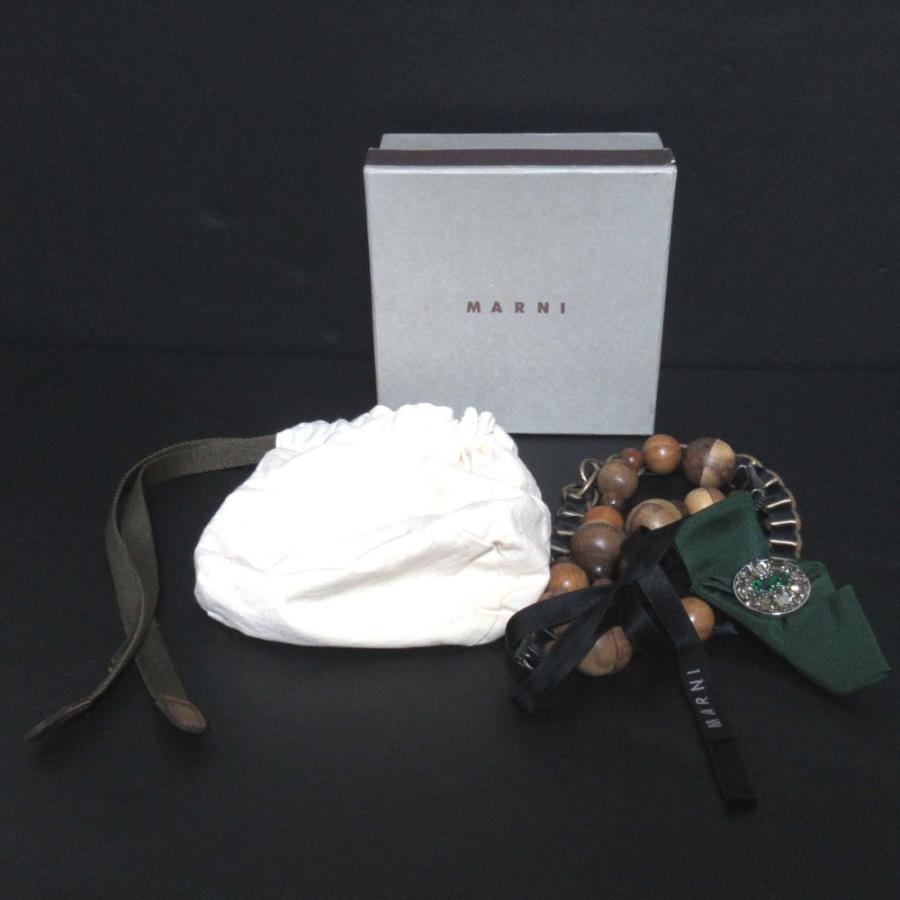 MARNI（マルニ） 良品 ウッドビーズ ビジュー装飾 チェーンネックレス 