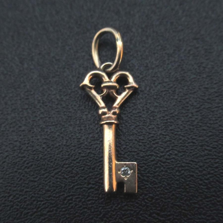 agate/アガット ネックレス チャーム トップ K10 鍵モチーフ agete（アガット） 美品 agate 1Pダイヤ 鍵 チャーム ペンダントトップ