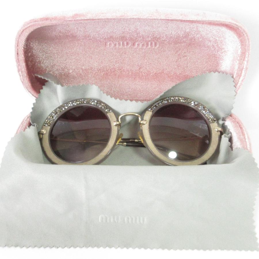 ミュウミュウ ラウンドサングラス miu miu（ミュウミュウ） 良品 グリッター ラウンド サングラス SMU08R