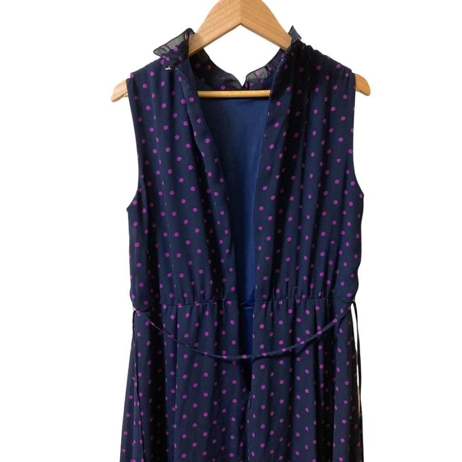 ANAYI ライトブルー フリル ノースリーブ ワンピース ANAYI（アナイ） 美品 22AW ANAYI ドット フリル ノースリーブ
