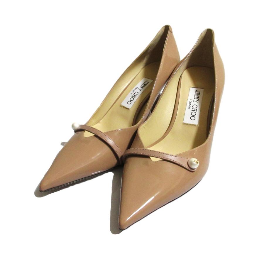 JIMMY CHOO /ROSALIA Flat ジミーチュウ ベージュ 38 JIMMY CHOO（ジミーチュウ） 新品同様 ROSALIA 65 ロザリア パール
