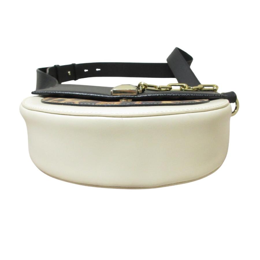 良品 FURLA フルラ MISS MIMI レオパード柄 ショルダーバッグ ホワイト ブラック  レディース 古着 中古 USED FURLA（フルラ） 良品 MISS MIMI レオパード柄 ショルダーバッグ