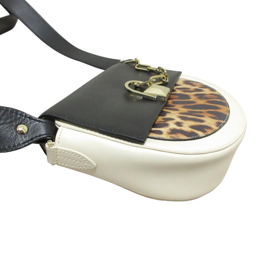 良品 FURLA フルラ MISS MIMI レオパード柄 ショルダーバッグ ホワイト ブラック  レディース 古着 中古 USED FURLA（フルラ） 良品 MISS MIMI レオパード柄 ショルダーバッグ