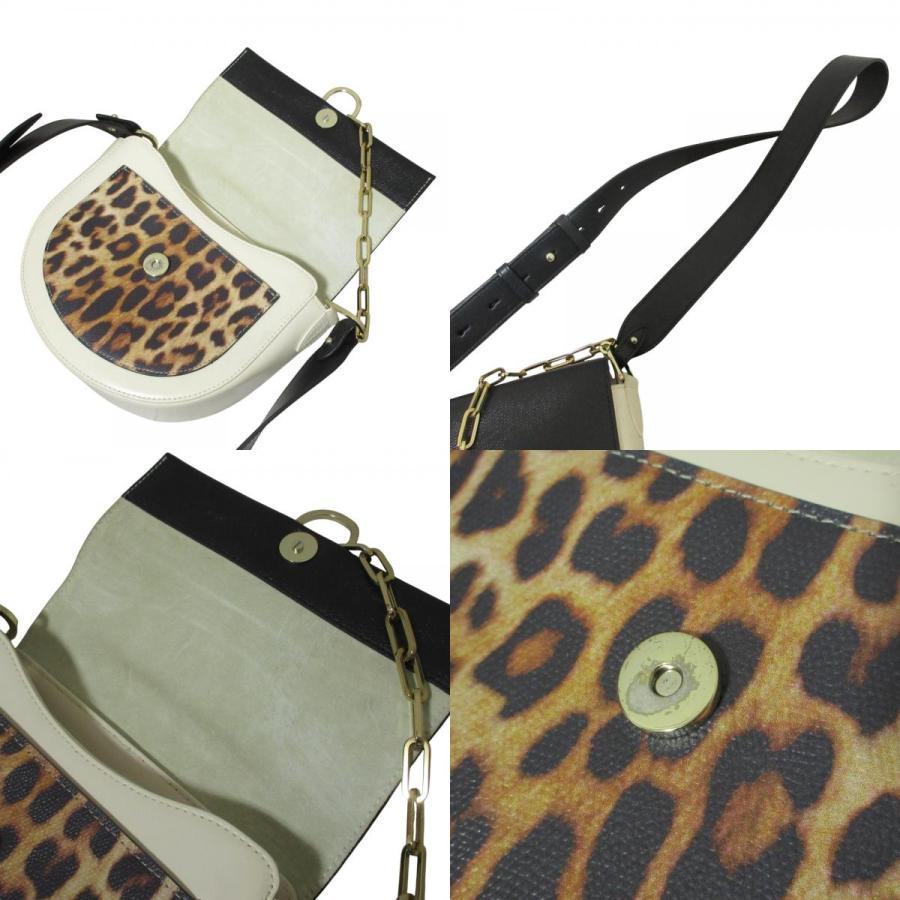 良品 FURLA フルラ MISS MIMI レオパード柄 ショルダーバッグ ホワイト ブラック  レディース 古着 中古 USED FURLA（フルラ） 良品 MISS MIMI レオパード柄 ショルダーバッグ