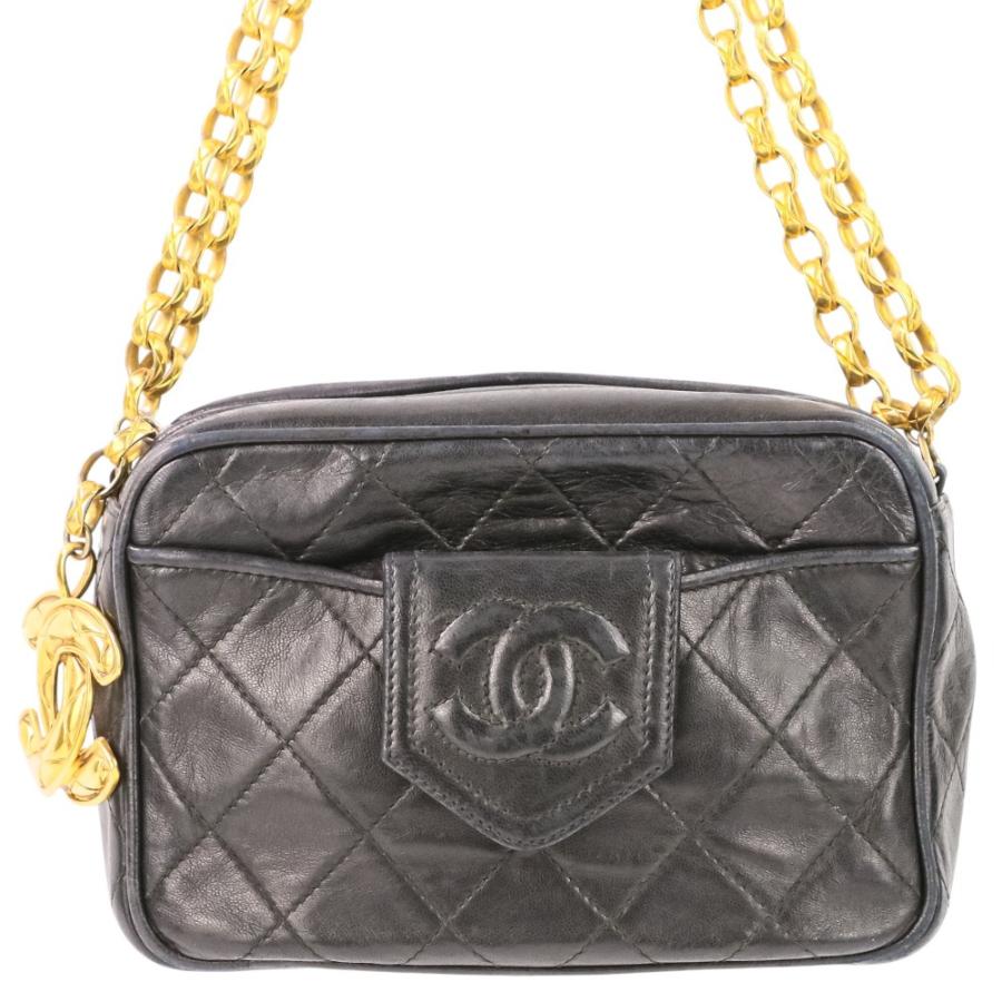 希少※極美品【CHANEL】ココマークチャームマトラッセチェーンショルダーバッグ CHANEL（シャネル） 良品 ココマークチャーム付き マトラッセ チェーン