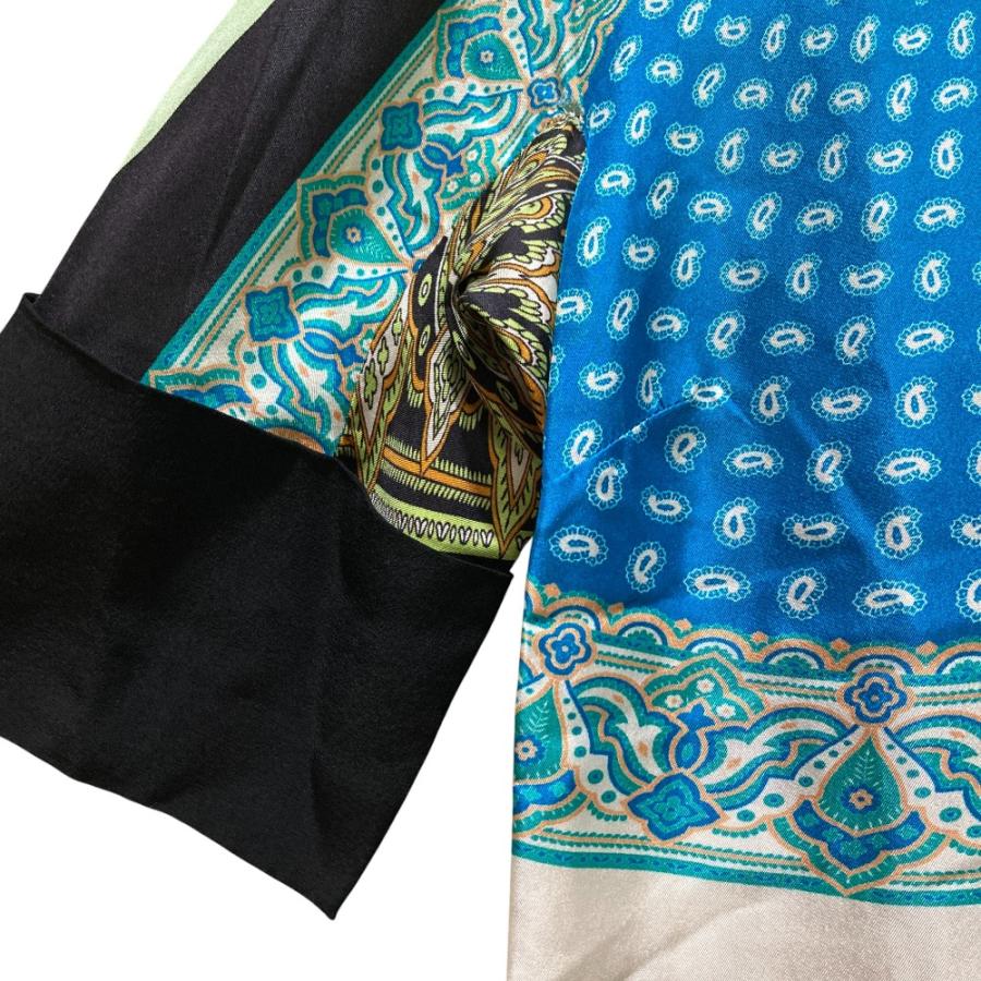 ETRO（エトロ） 良品 ハーフスリーブ パッチワーク風シルクワンピース 