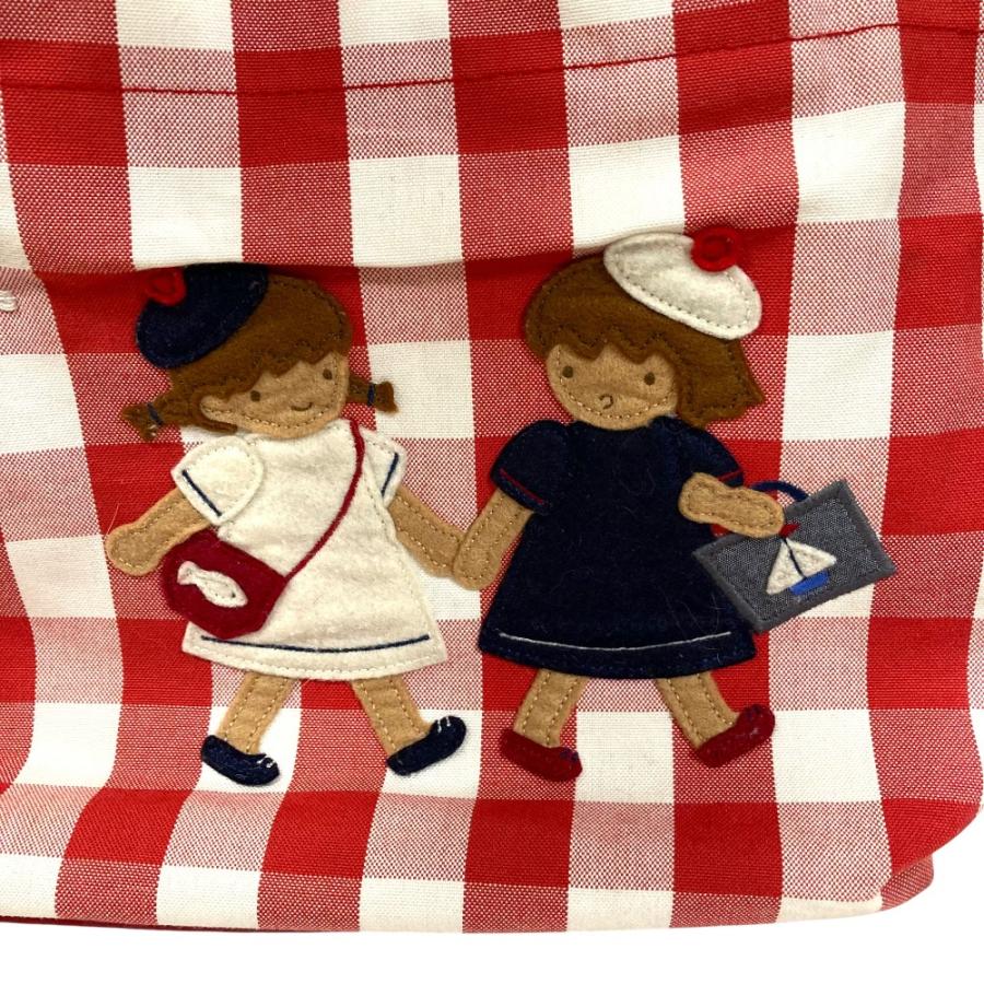 良品 Familiar ファミリア 70周年限定 ギンガムチェック トートバッグ