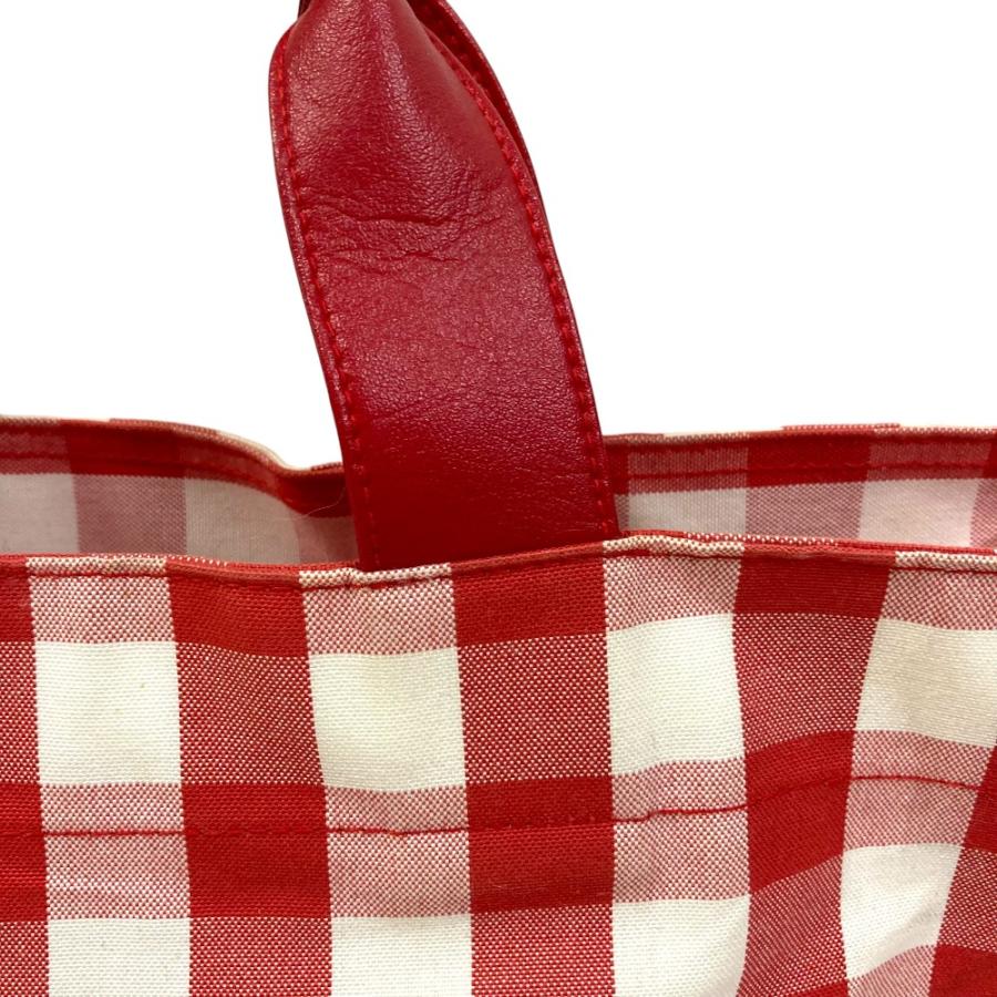 良品 Familiar ファミリア 70周年限定 ギンガムチェック トートバッグ