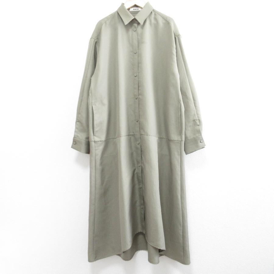 RUMCHE ラムシェ 長袖 ロング シャツワンピース サイズF カーキ 