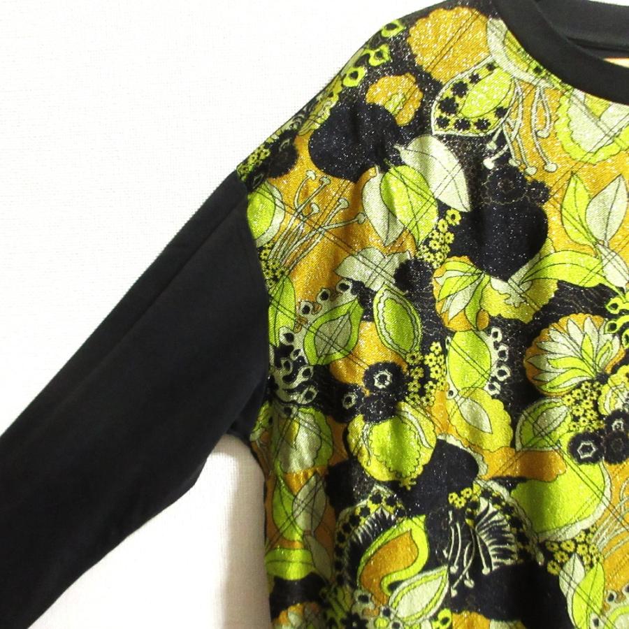 良品 DRIES VAN NOTEN ドリスヴァンノッテン ジャガード 切替え ロングスリーブカットソー サイズXS イエロー グレー レディース 古着 中古 USED DRIES VAN NOTEN（ドリス ヴァン ノッテン） 良品 ジャガード 切替え