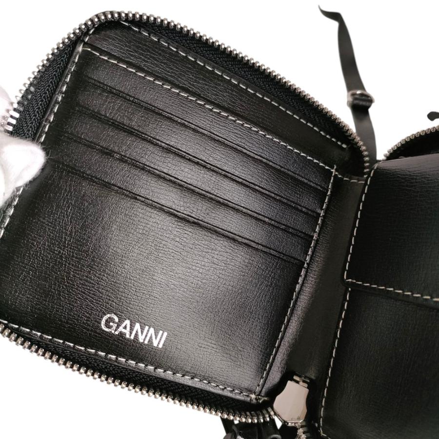 GANNI（ガニー） 新品同様 リサイクルレザー エンボスロゴ ラウンド