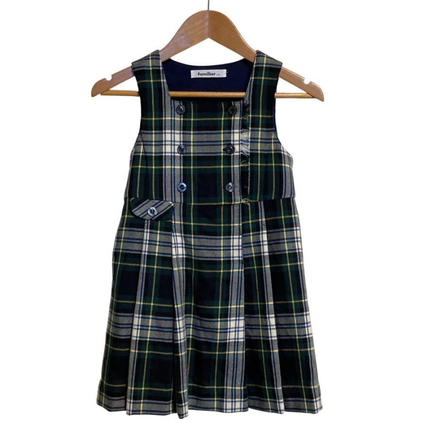 美品 familiar ファミリア チェック柄 ノースリーブワンピース 110
