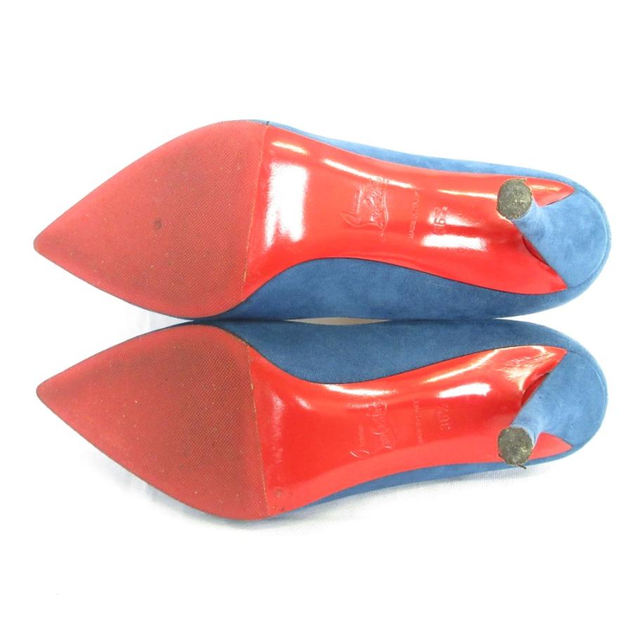 美品 CHRISTIAN LOUBOUTIN クリスチャンルブタン APOSTROPHY PUMP 85 スエード パンプス 36 1/2 23.5cm ブルー レディース 古着 中古_4