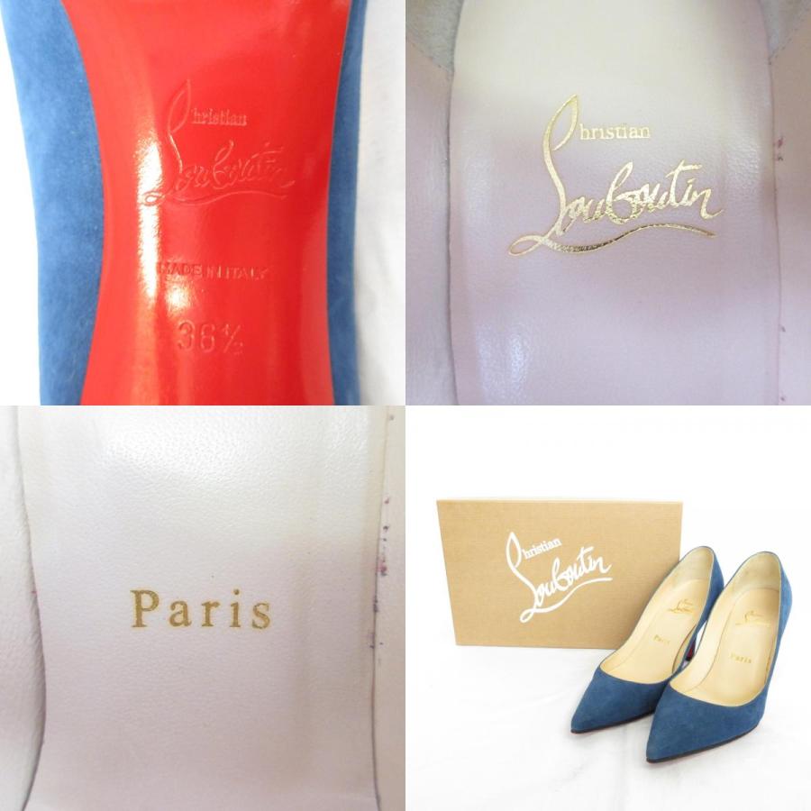 美品 CHRISTIAN LOUBOUTIN クリスチャンルブタン APOSTROPHY PUMP 85 スエード パンプス 36 1/2 23.5cm ブルー レディース 古着 中古_6