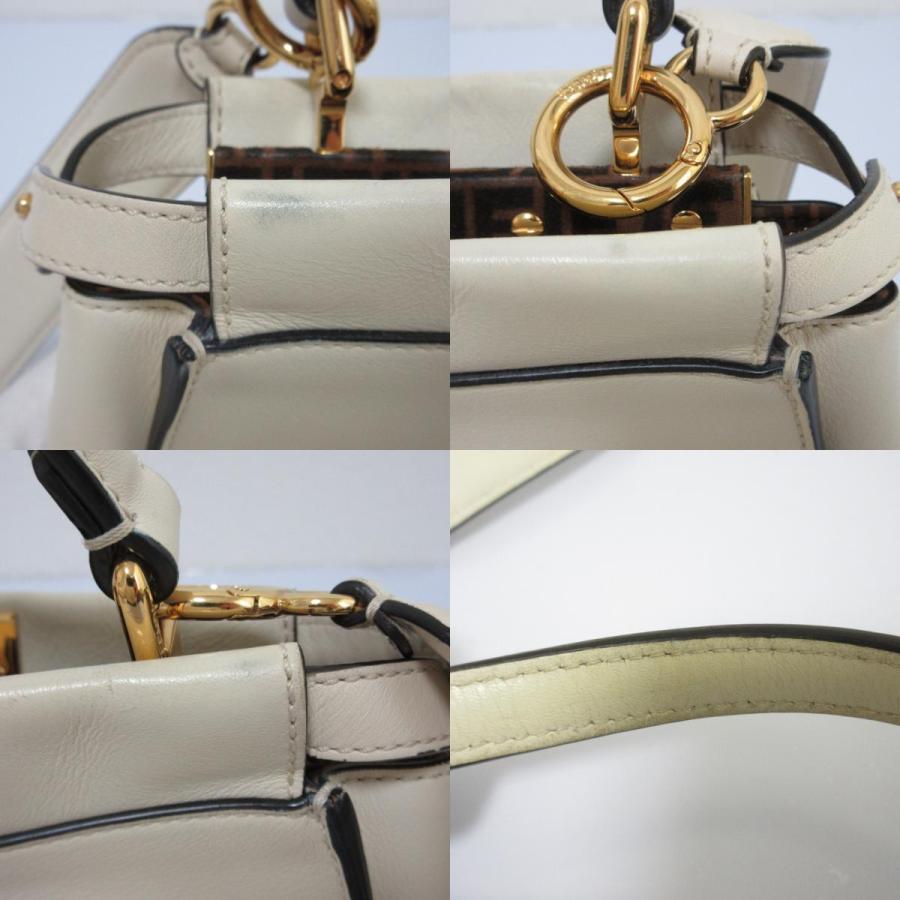 FENDI ミニ ピーカブー ショルダーバッグ ホワイト　レザー 2WAY FENDI（フェンディ） 極 美品 希少品 ピーカブー ミニ レザー 本革