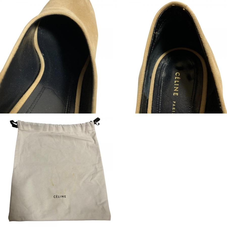 美品 CELINE セリーヌ フィービー期 ラウンドトゥ スウェード ヒール パンプス 35.5サイズ 22.5cm相当 ベージュ レディース 古着 中古_9