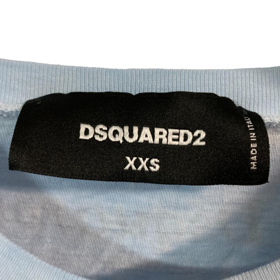 美品 Dsquared2 ディースクエアード キムカサリ プリントTシャツ カットソー サイズXXS ブルー レディース 古着 中古 USED DSQUARED2 - 美品 Dsquared2 ディースクエアード キムカサリ プリントT