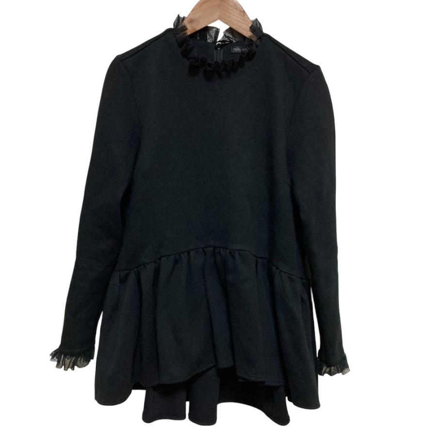 美品 TSURU By MARIKO OIKAWA ツルバイマリコオイカワ Queenie レースカラー ペプラムブラウス BL-2229240 Fサイズ ブラック レディース 古着 中古 USED TSURU by Mariko Oikawa（ツルバイマリコオイカワ） 美品 Queenie