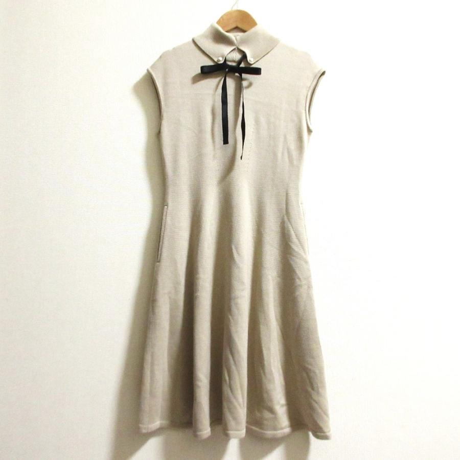 Rene（ルネ） 良品 リボン ニットワンピース サイズ36 ベージュ