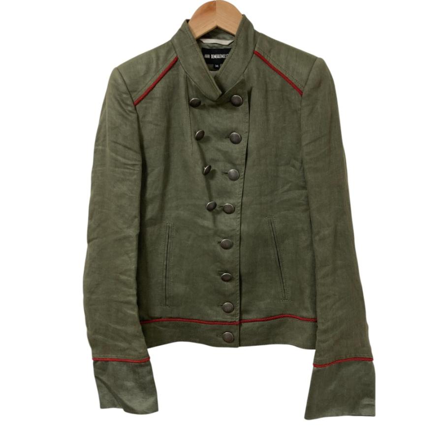 【色褪せ&ダメージ有】カーキ ナポレオンジャケット Ann DEMEULEMEESTER（アン ドゥムルメステール） 美品 黒タグ 本人期