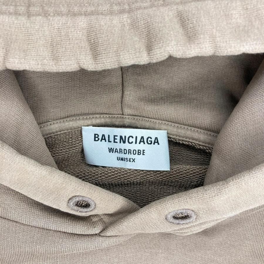 良品 BALENCIAGA バレンシアガ ロゴ刺繍 スウェット プルオーバー パーカー 578135 サイズXS ブラウン メンズ レディース 古着 中古_2