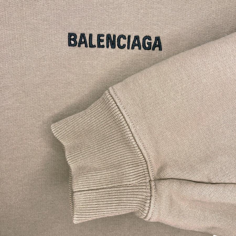良品 BALENCIAGA バレンシアガ ロゴ刺繍 スウェット プルオーバー パーカー 578135 サイズXS ブラウン メンズ レディース 古着 中古_4